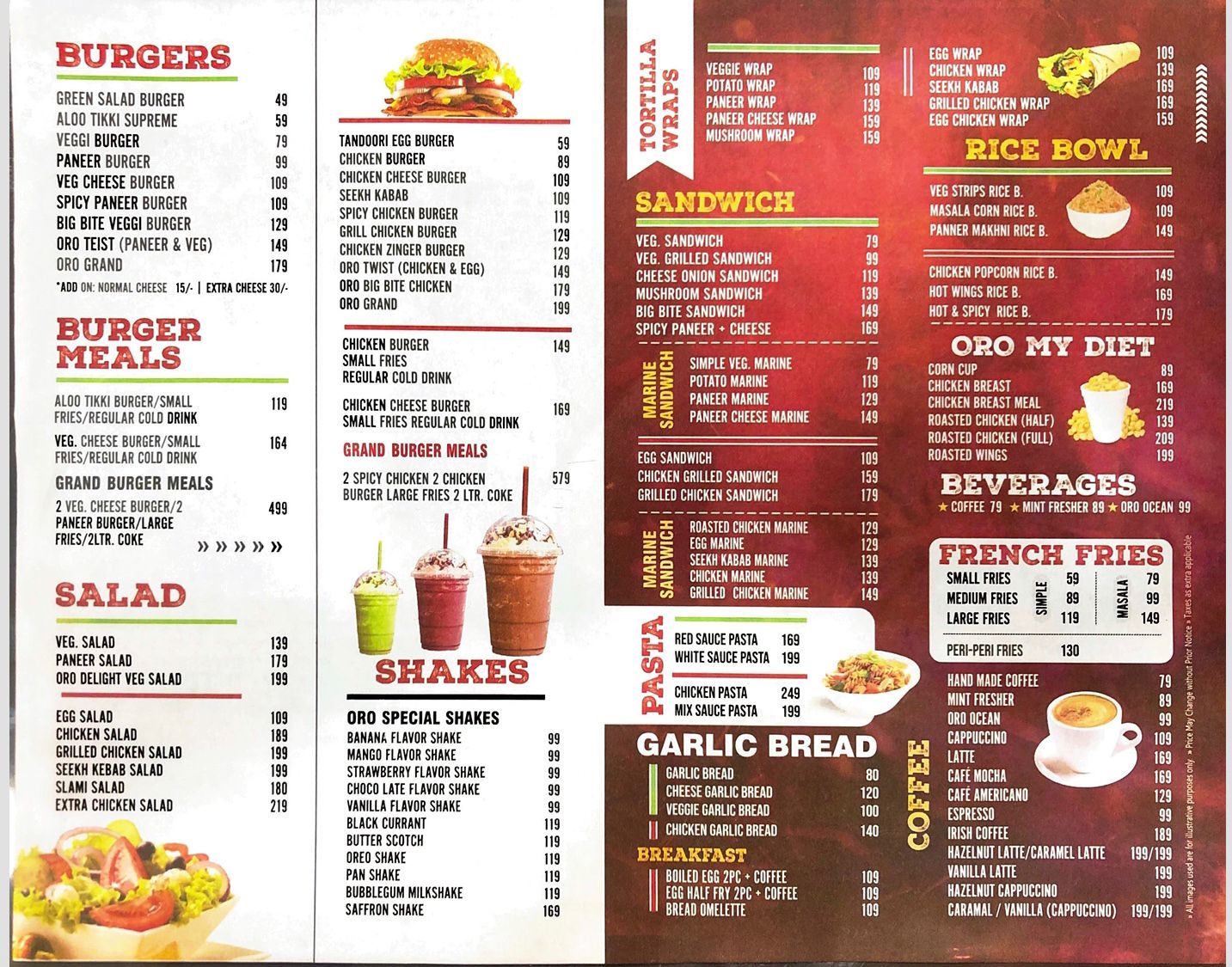 Menu backside
